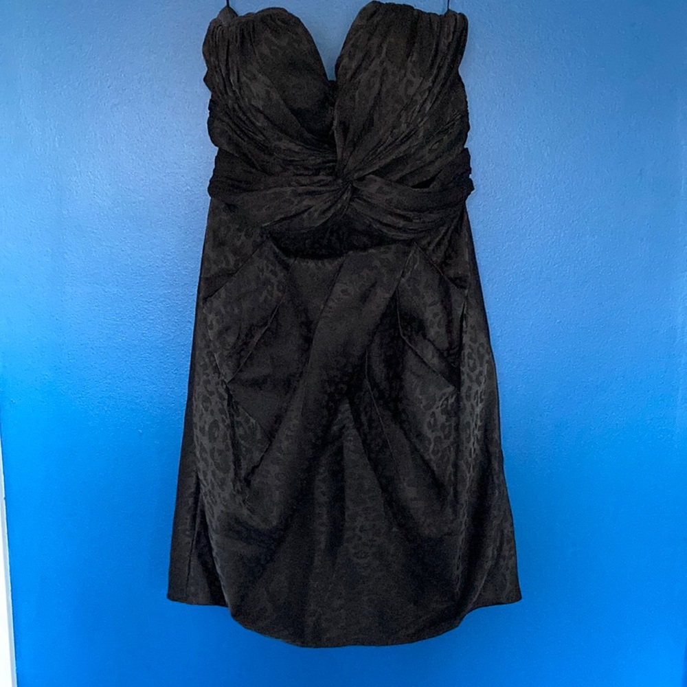 H&M black strapless cheetah print dress size 4